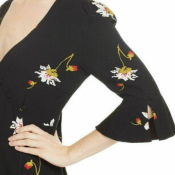 Free People XS Mini Dress Black Flowy Wrap Time On My Side - Picture 6 of 10
